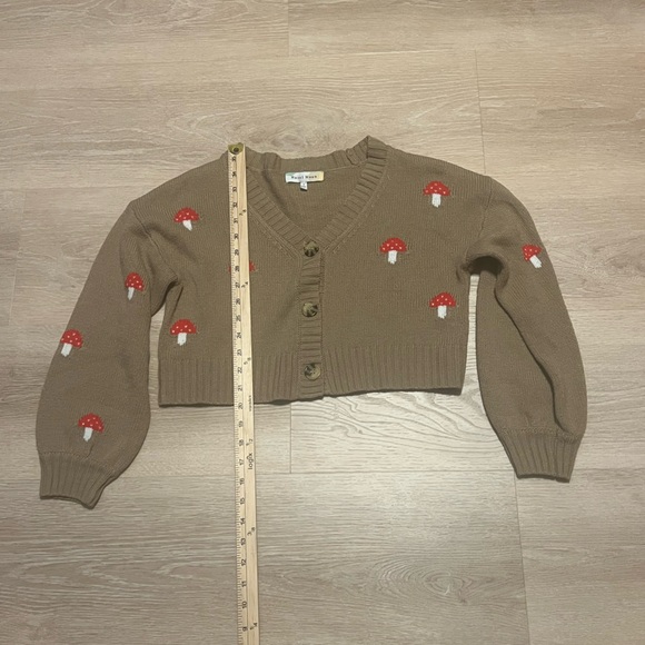 Hazel Moon Mushroom Cardigan Brown Cropped Knit Cottagecore Naturecore Sz Small - Picture 5 of 8
